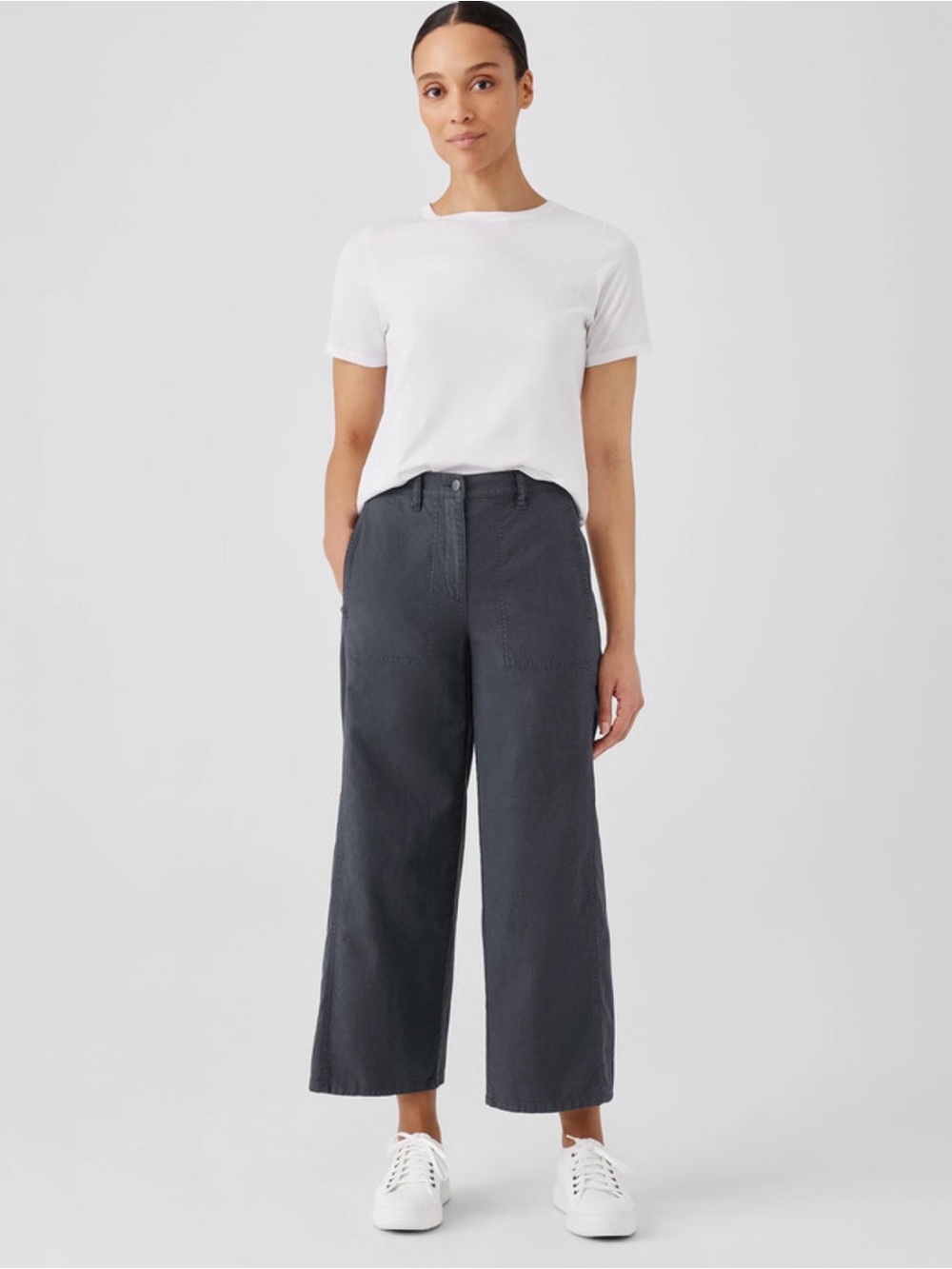 Eileen Fisher Cotton Hemp Stretch Wide-Leg Pant NWT
